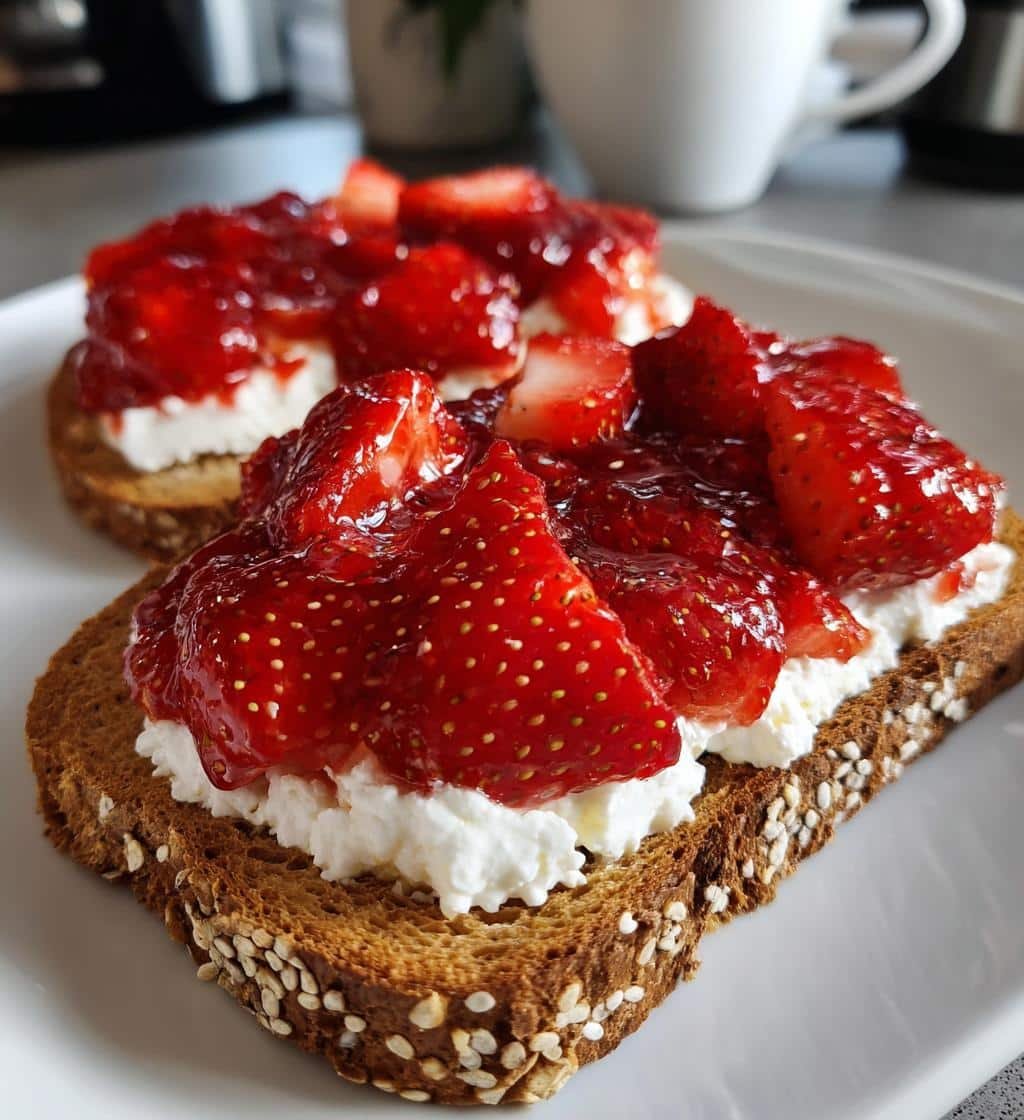 Air Fryer Strawberry Jam Cottage Cheese Breakfast Toast