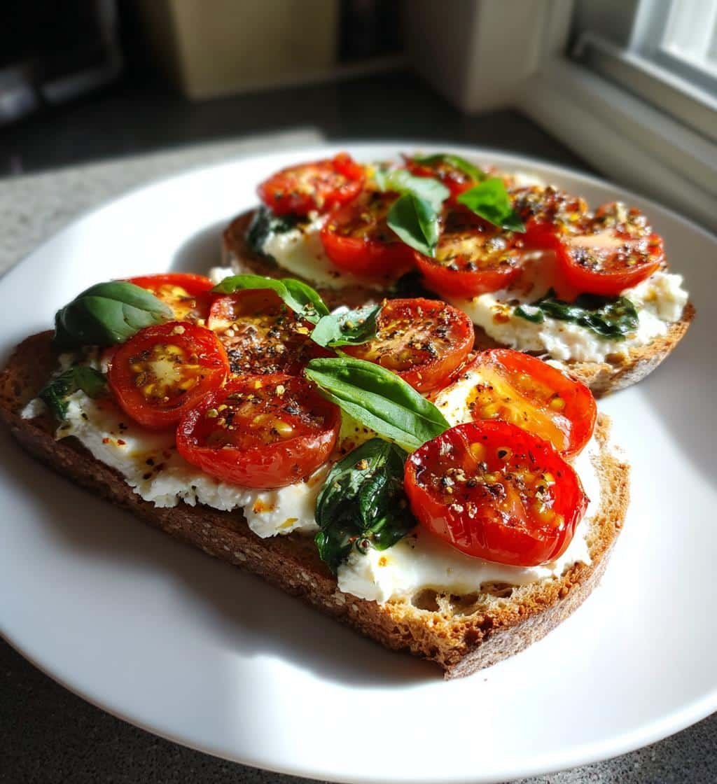 5-Minute Air Fryer Tomato Basil Cottage Cheese Melt Toast 4 Air Fryer Tomato Basil Cottage Cheese Melt Toast - detail 1