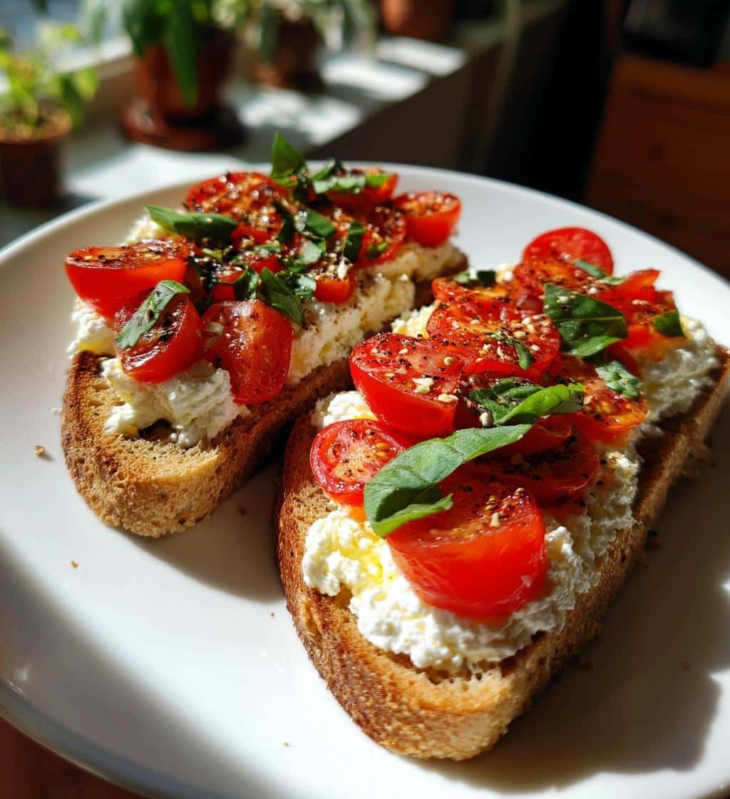 Air Fryer Tomato Basil Cottage Cheese Melt Toast - detail 1