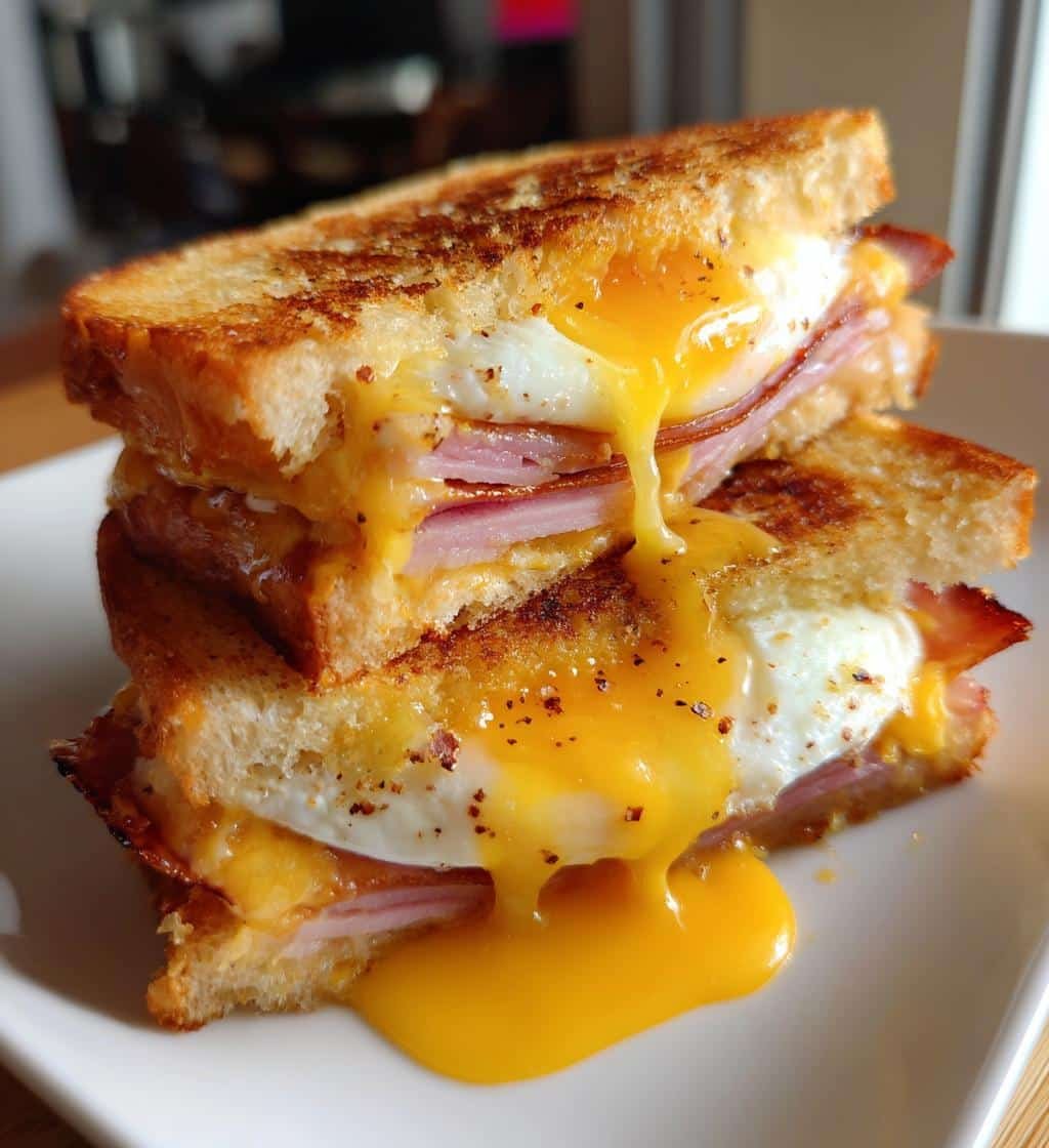 Air Fryer Egg and Ham Breakfast Sandwich