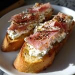 Air Fryer Ricotta Prosciutto Crostini Toast