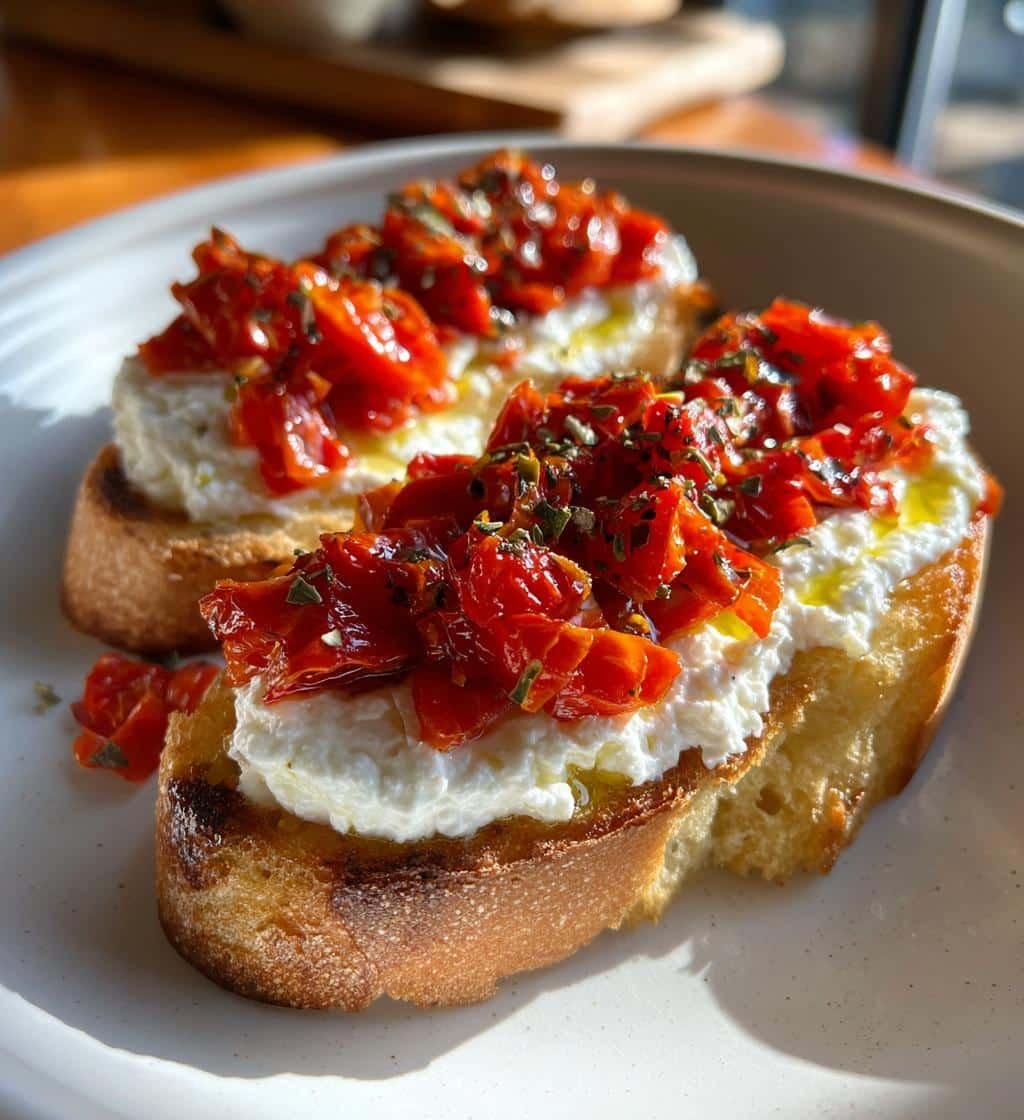 Air Fryer Ricotta Roasted Red Pepper Toast - detail 1