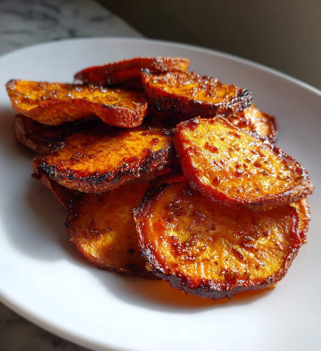 Air fryer maple chili sweet potato chips