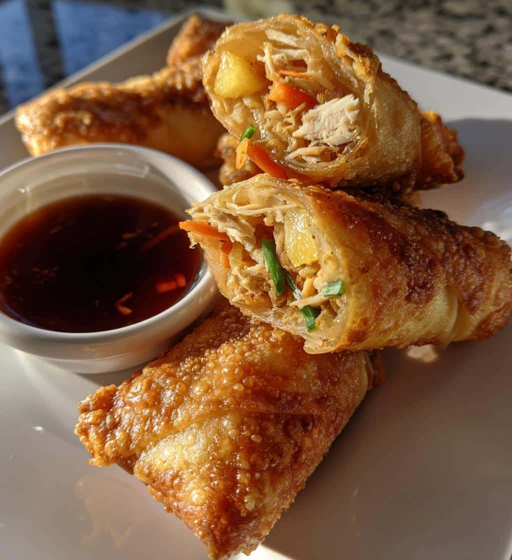 Teriyaki Chicken Pineapple Air Fryer Egg Rolls